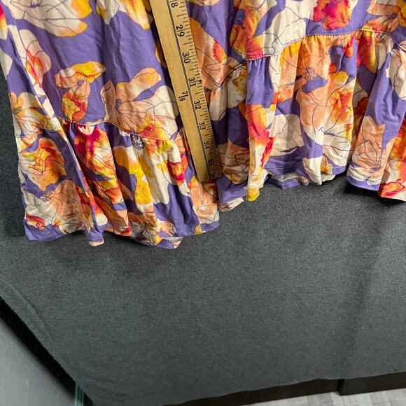 LOGO by Lori Goldstein Rayon Elbow Sleeve Dress Lavender Floral, Petite Medium - Picture 6 of 10